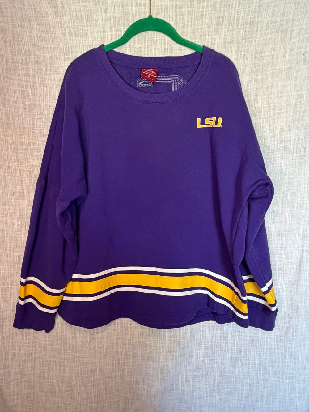 Colosseum Purple LSU Crewneck Oversized Sweater Stripes Sequins XL